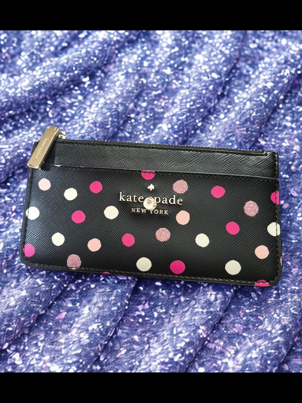 Kate Spade Polka Dot Zip Card Holder